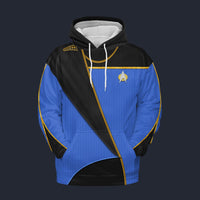 Modetrail Star Trek TNG Science Uniform Blue Hoodie Costume, S-5XL US Size, Gift For Him