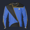 Modetrail Star Trek TNG Science Uniform Blue Long Sleeves Costume, S-5XL US Size, Gift For Him