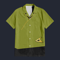 Modetrail TOS Kirk Green Tunic Hawaiian Shirt Costume, Star Trek Costume S-5XL US Size, Unisex Button Down Shirt