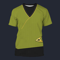 Modetrail TOS Kirk Green Tunic T-shirt Costume, Star Trek Costume S-5XL US Size, Gift For Him