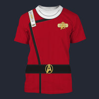 Modetrail TWOK II-VI Uniform 2270s Command Department T-shirt Costume, Star Trek Costume S-5XL US Size, Gift For Him