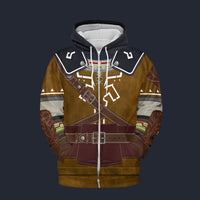 Modetrail Tears Of The Kingdom Brown Link Attire Zelda Fleece Zip Hoodie Costume, The Legend of Zelda Costume S-5XL US Size, Gift For Him