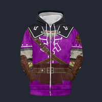 Modetrail Tears Of The Kingdom Purple Link Attire Zelda Fleece Zip Hoodie Costume, The Legend of Zelda Costume S-5XL US Size, Gift For Him