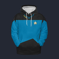 Modetrail The Next Generation Blue Version 2 Fleece Hoodie Costume, Star Trek Costume S-5XL US Size, Gift For Him