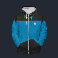 Modetrail The Next Generation Blue Version 2 Fleece Zip Hoodie Costume, Star Trek Costume S-5XL US Size, Gift For Him