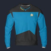 Modetrail The Next Generation Blue Version 2 Sweatshirt Costume, Star Trek Costume S-5XL US Size, Gift For Him