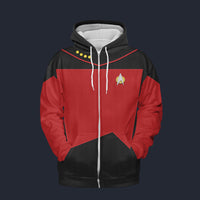 Modetrail Star Trek The Next Generation Command Fleece Zip Hoodie Costume, S-5XL US Size, Gift For Him