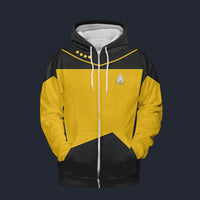 Modetrail Star Trek The Next Generation Operations Fleece Zip Hoodie Costume, S-5XL US Size, Gift For Him