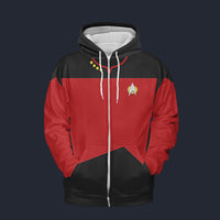 Modetrail The Next Generation Red Version 2 Fleece Zip Hoodie Costume, Star Trek Costume S-5XL US Size, Gift For Him