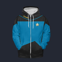Modetrail Star Trek The Next Generation Science Fleece Zip Hoodie Costume, S-5XL US Size, Gift For Him