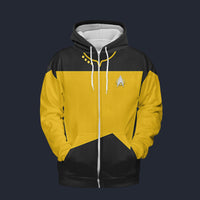 Modetrail The Next Generation Yellow Version 2 Fleece Zip Hoodie Costume, Star Trek Costume S-5XL US Size, Gift For Him