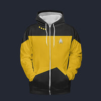 Modetrail Star Trek The Next Generation Yellow Trooper Zip Hoodie Costume, S-5XL US Size, Gift For Him