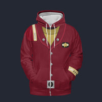 Modetrail The Search for Spock Scotty_s Monster Maroon Fleece Zip Hoodie Costume, Star Trek Costume S-5XL US Size, Gift For Him