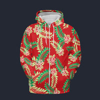 Modetrail Tommy Vercetti Floral Red Fleece Zip Hoodie Costume, GTA Costume S-5XL US Size, Gift For Him