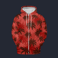 Modetrail Tommy Vercetti Palm Tree Red Fleece Zip Hoodie Costume, GTA Costume S-5XL US Size, Gift For Him