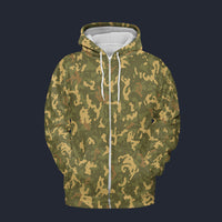 Modetrail Vegas Gold Camouflage Zip Hoodie Costume, Military Costume S-5XL US Size, Gift For Him