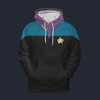 Modetrail Voyager Blue Fleece Hoodie Costume, Star Trek Costume S-5XL US Size, Gift For Him