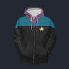 Modetrail Voyager Blue Fleece Zip Hoodie Costume, Star Trek Costume S-5XL US Size, Gift For Him