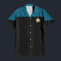 Modetrail Voyager Blue Hawaiian Shirt Costume, Star Trek Costume S-5XL US Size, Unisex Button Down Shirt