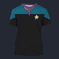 Modetrail Voyager Blue T-shirt Costume, Star Trek Costume S-5XL US Size, Gift For Him