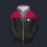 Modetrail Voyager Red Fleece Zip Hoodie Costume, Star Trek Costume S-5XL US Size, Gift For Him