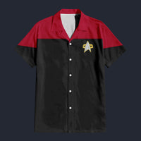 Modetrail Voyager Red Hawaiian Shirt Costume, Star Trek Costume S-5XL US Size, Unisex Button Down Shirt