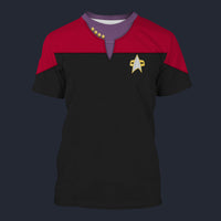 Modetrail Voyager Red T-shirt Costume, Star Trek Costume S-5XL US Size, Gift For Him