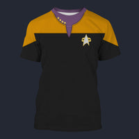 Modetrail Voyager Yellow T-shirt Costume, Star Trek Costume S-5XL US Size, Gift For Him