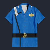 Modetrail Wrath Of Khan Kirk Spock Starfleet Blue Hawaiian Shirt Costume, Star Trek Costume S-5XL US Size, Unisex Button Down Shirt