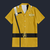 Modetrail Wrath Of Khan Kirk Spock Starfleet Yellow Hawaiian Shirt Costume, Star Trek Costume S-5XL US Size, Unisex Button Down Shirt
