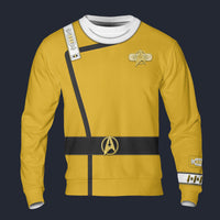 Modetrail Wrath Of Khan Kirk Spock Starfleet Yellow Long Sleeves Costume, Star Trek Costume S-5XL US Size, Gift For Him