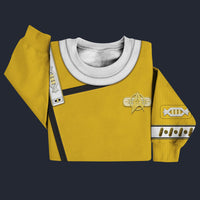 Modetrail Wrath Of Khan Kirk Spock Starfleet Yellow Sweater Costume, Star Trek Costume S-5XL US Size, Gift For Him