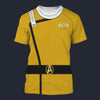 Modetrail Wrath Of Khan Kirk Spock Starfleet Yellow T-shirt Costume, Star Trek Costume S-5XL US Size, Gift For Him