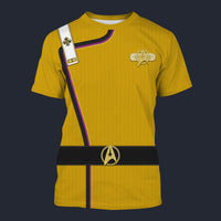 Modetrail Star Trek Wrath of Khan Admiral Kirk Yellow T-shirt Costume, S-5XL US Size, Gift For Him